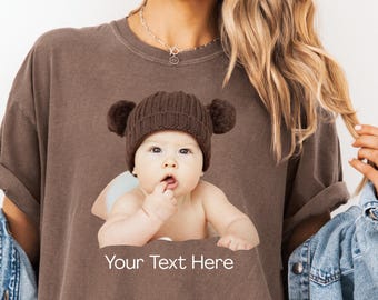 Aangepast shirt met gezicht foto T-shirt gepersonaliseerd sweatshirt Aangepaste hoodie met afbeelding Comfort kleuren Grappig cadeau T-shirt huisdier- of familiefoto