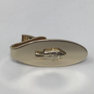 NASA vintage tie clip - Apollo command & service module 1-3/8" gold-tone oval