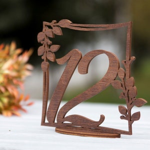Wedding Table Numbers, Wooden Numbers For Wedding Table, Wedding Table decoration, Numbers with base for ceremony, Walnut Wooden Numbers