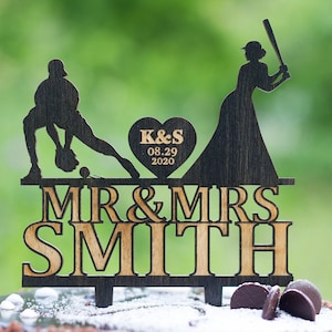 Baseball wedding cake topper,baseball couple cake topper,baseball themed wedding cake topper,Mr and mrs,wedding baseball cake topper 4011