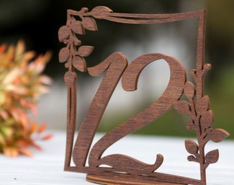 Wedding Table Numbers, Wooden Numbers For Wedding Table, Wedding Table decoration, Numbers with base for ceremony, Walnut Wooden Numbers