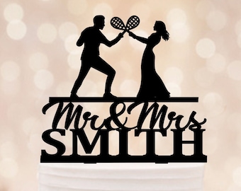 Squash Wedding Cake Topper, Badminton Playing Cake Topper, Tennis Sport Themed Wedding Cake, Pair of Tennis Players, Squash PlayersTopper