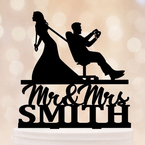 Game Cake Topper Gamer Wedding Cake Topper Video Game Etsy