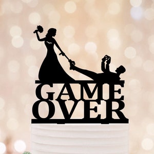 Gamer Wedding Cake Topper, Video Game Cake topper Wedding, Game Over Wedding Topper, Funny Cake Topper, Gaming Cake Topper For Wedding