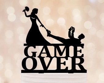 Gamer Wedding Cake Topper, Video Game Cake topper Wedding, Game Over Wedding Topper, Funny Cake Topper, Gaming Cake Topper For Wedding