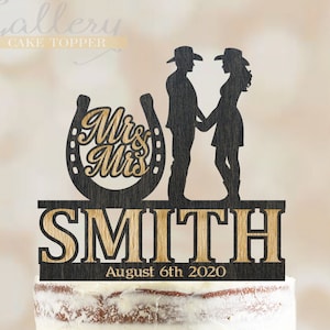 Cowboy e Cowgirl Cake Topper nuziale, Topper per torte sposa e sposo, Topper per torta nuziale country, Topper per torta cowboy, Topper per matrimoni Cowboy 4020