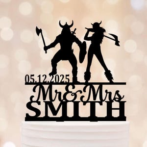 Wikinger Paar Hochzeit Cake Topper, Wikinger Tortenstecker personalisiert, Tortenaufleger Hochzeit personalisiert, Tortenaufleger Hochzeit personalisiert