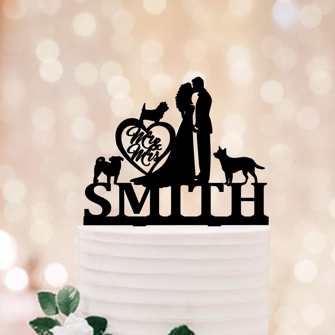 Personalized Wedding Cake Topper With Dogs, Wedding Cake Decor, Custom ...