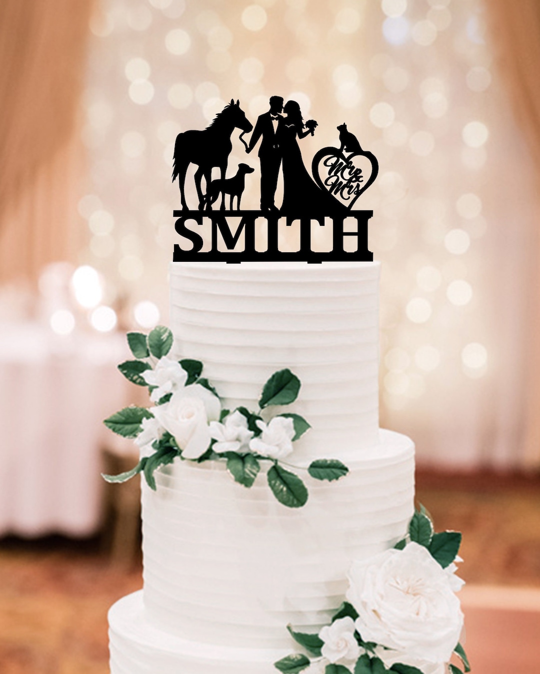 Meijiafei Hochzeits-Kuchen-Topper – Braut Reitet Pferd & Zieht Bräutigam (rustikaler Wedding)