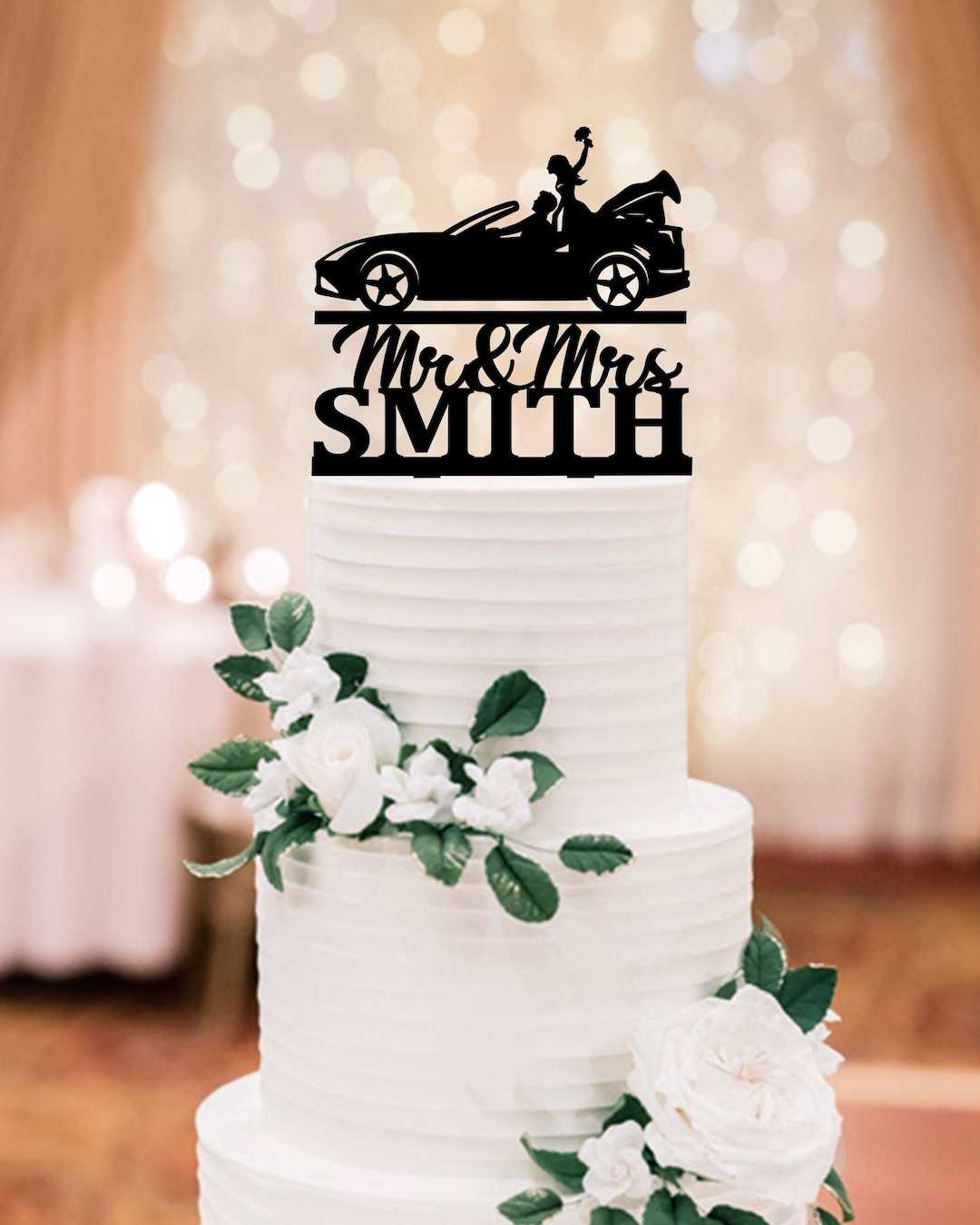 CARISPIBET Décoration de gâteau de mariage avec couple et chien Inscription Mr. & Mr