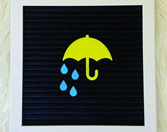 umbrella letterboard, Umbrella Icon Set for Letterboards and feltboards, letterboard accessories, felted accesories