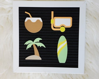 Summer set Letterboard, Beach Set for Letterboard, Vacation Set for Letterboard, Feltboard Accessories, summer icon, summer letter board