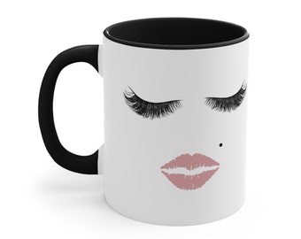 Lash coffee mug, lips coffee mug, coffee mug, pink mug, Mug, 11oz