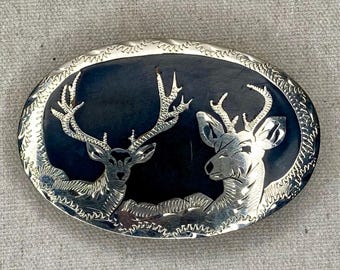 Elk Belt Buckle German Silver