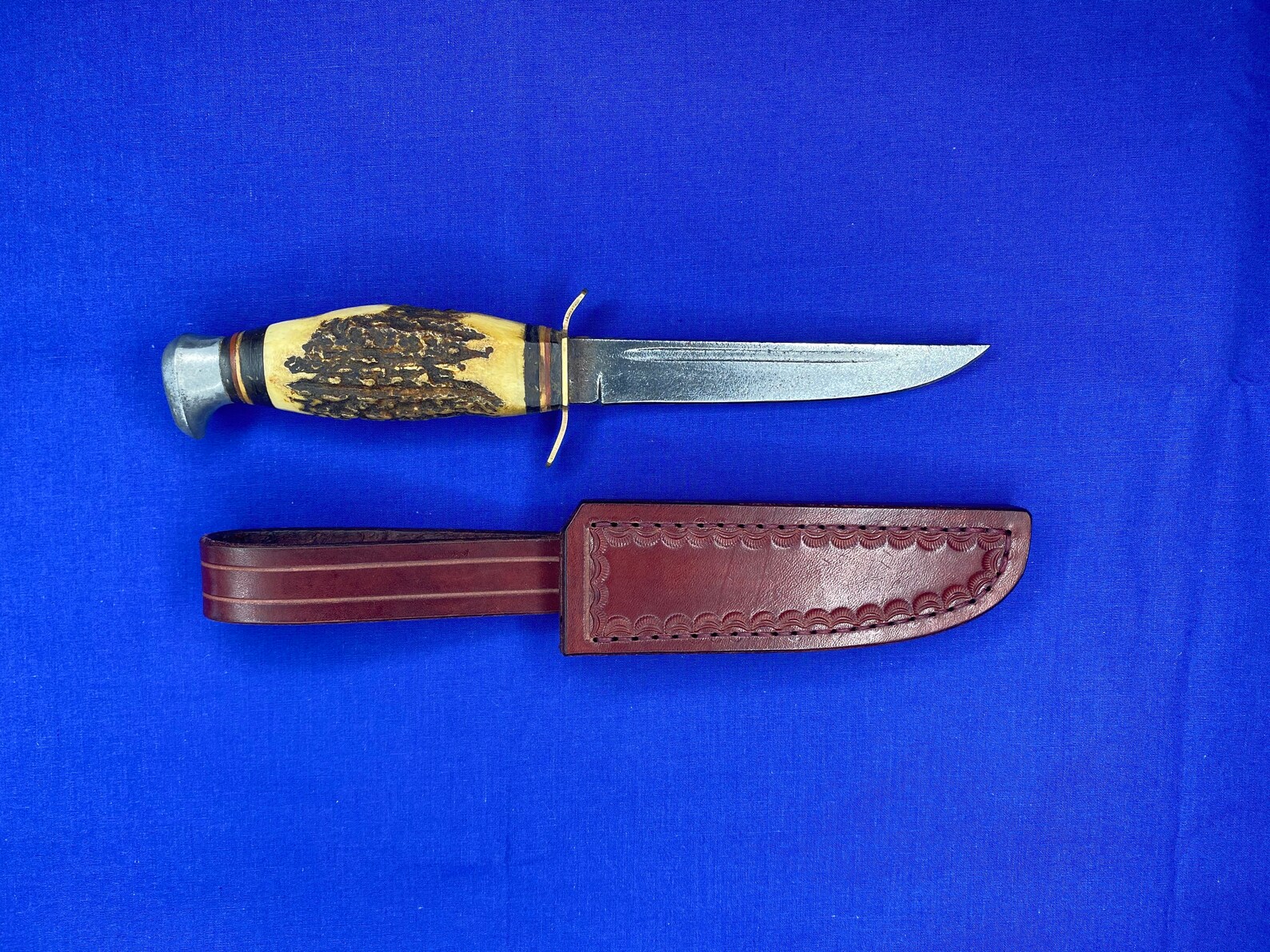 Vintage German Fixed Blade Knife With Handmade Leather Sheath Etsy