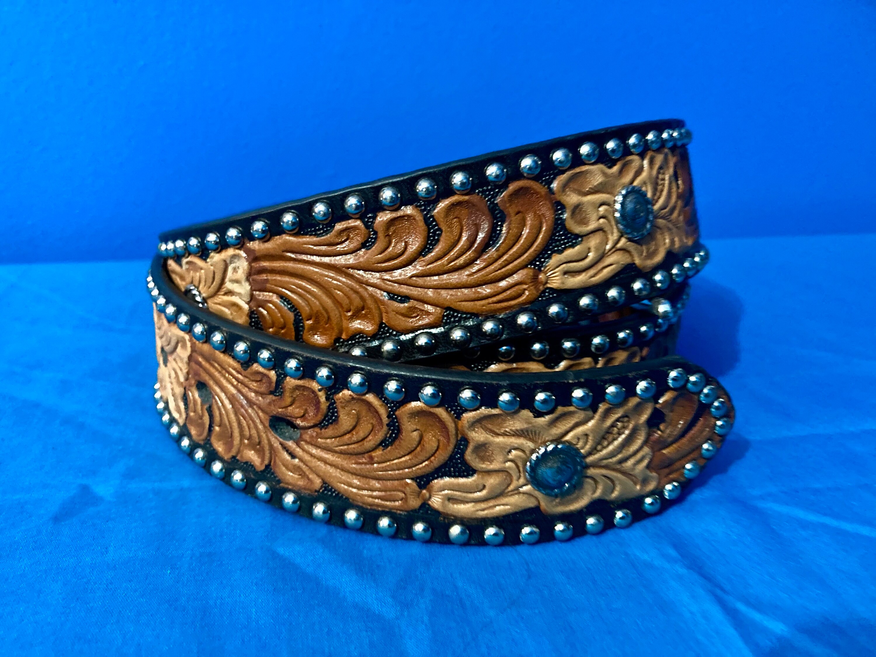 Nocona Tooled Leather Belt - Etsy display picture 1