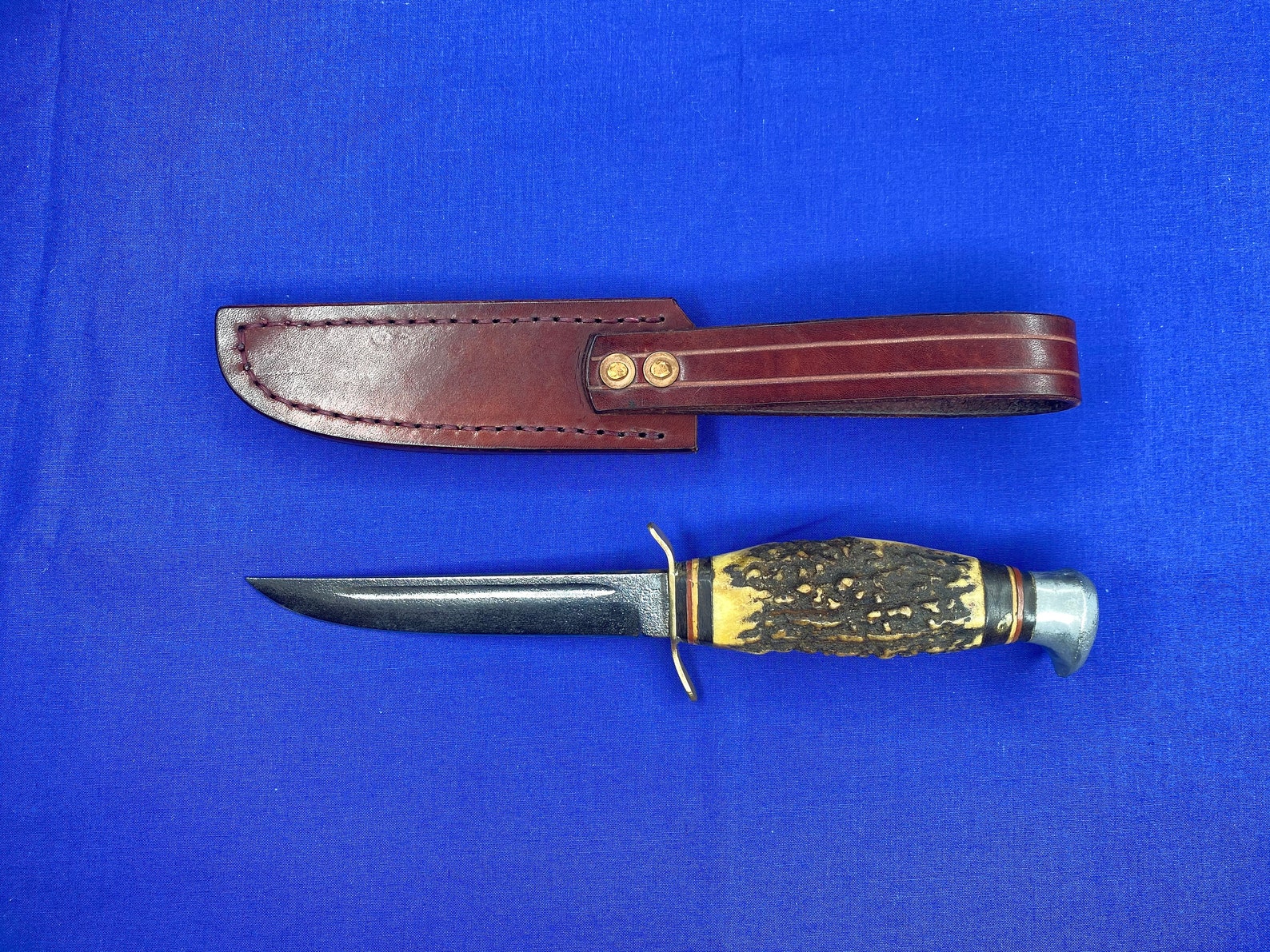 Vintage German Fixed Blade Knife With Handmade Leather Sheath Etsy