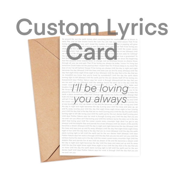 Custom Song Lyrics Card