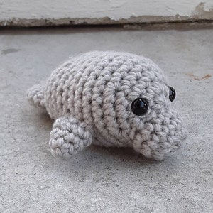 Crochet Manatee, Handmade, Amigurumi, Cute, Crochet Animal