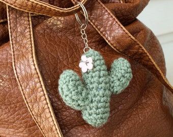 Crochet Cactus Keychain, Cute, Handmade