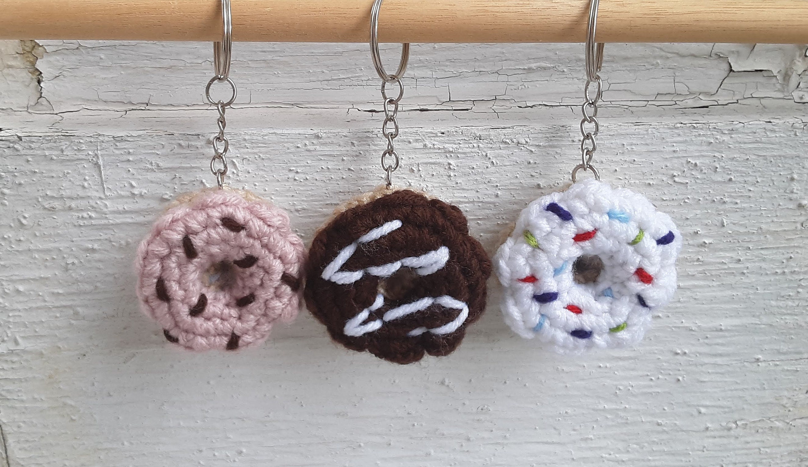 Crochet Donut Keychain Cute Handmade Gifts Yarn Doughnuts Etsy
