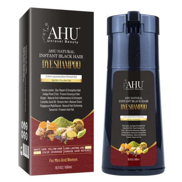 AHU Natural Instant Black Hair Dye Shampoo