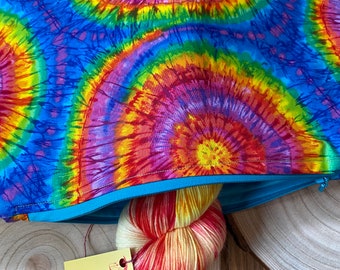 Tie dye knitting project bag or crochet project bag