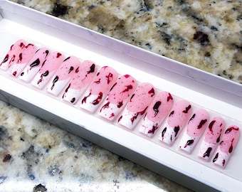 blood spatter halloween nails