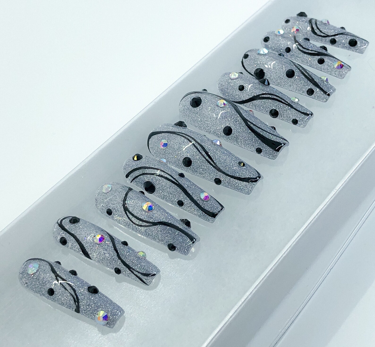 Glitter Nails Glitter Press on Nails Reflective Glitter - Etsy