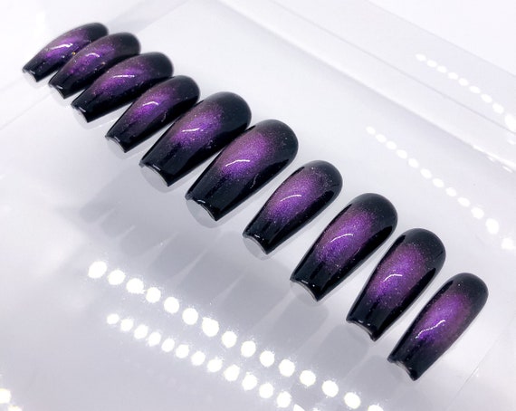 35 Best Optical Illusion Nails : Black and Purple Ombre French Nails 1 -  Fab Mood | Wedding Colours, Wedding Themes, Wedding colour palettes