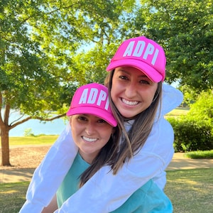 Any Sorority Trucker Hat in pink orange green or blue chi omega sdt kkgi aoii gphi dphie zta tri delta adpi zeta tau alpha kappa kappa gamma