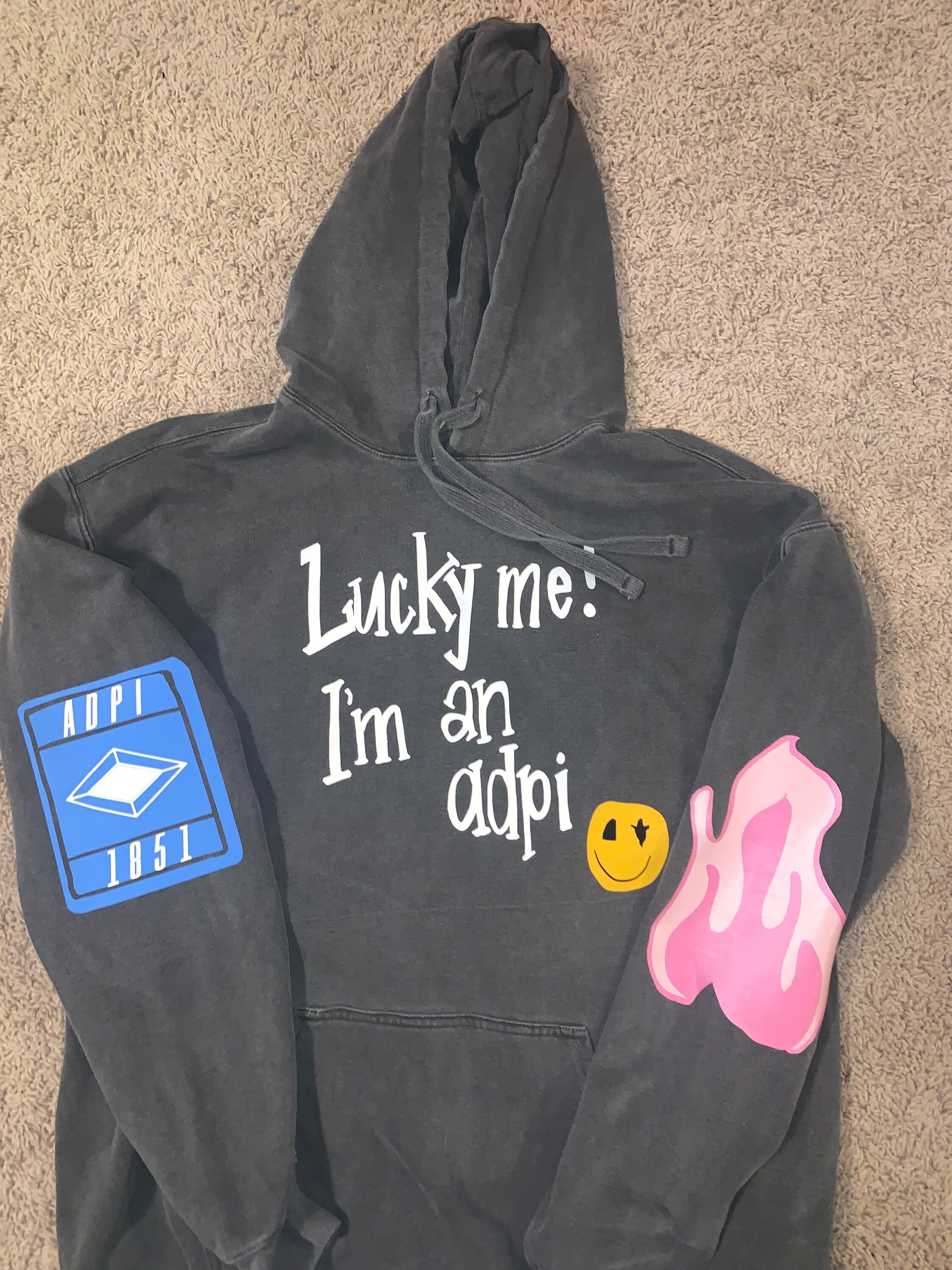 Lucky me im an adpi sweatshirt hotsell