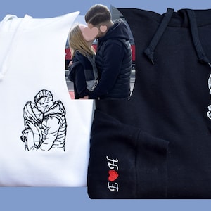 personalized embroidered hoodie, couple, friends, from photo in embroidery many colors on request.