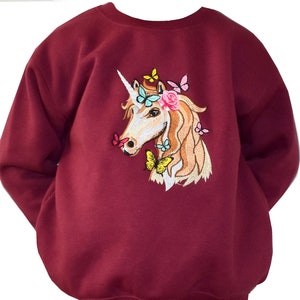Premium Sweatshirt Kids embroidered with unicorn and names as desired
