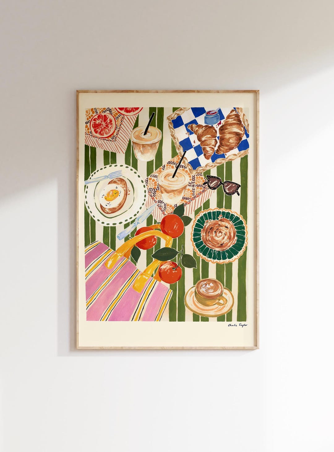 kitchen print, coffee & cake | kitchen prints, wall... Coffee and Croissant, Pastry Print, Kitchen Print, Iced Coffee, Kitchen ...