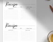 Recipe Card, Printable Recipe Card Template, Instant Download, DIY Bridal Shower Recipe Card Insert, Recipe Card Print
