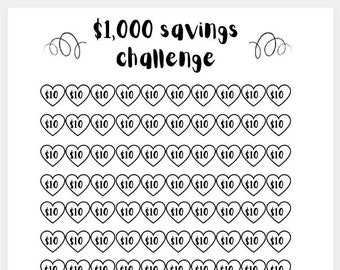 1k, 2k, 5k, and 10k Savings Challenge Printable, 2022 Savings Challenge, Money Challenge, Savings Goal,
