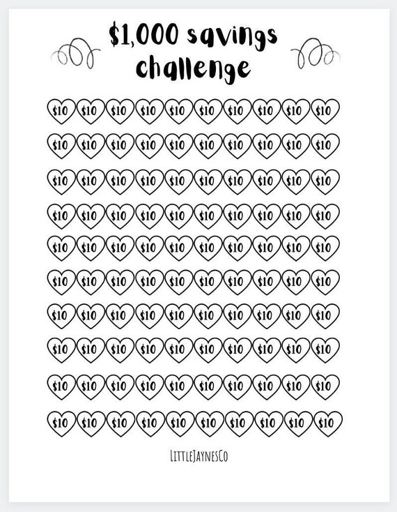 1k 2k 5k and 10k Savings Challenge Printable 2021 Savings | Etsy