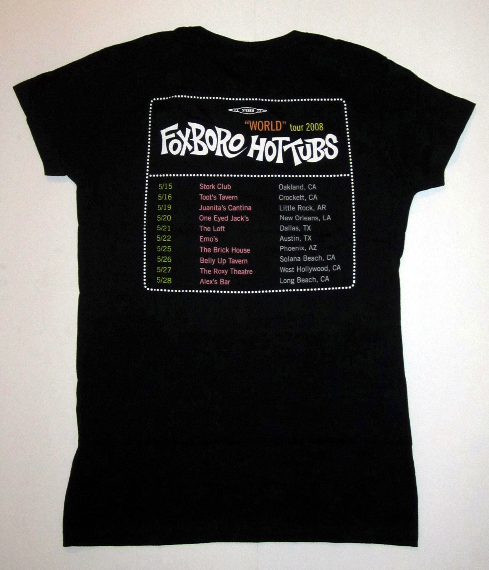 FOXBORO HOT TUBS Stop Drop and Roll 2008 Ladies Tour T-shirt