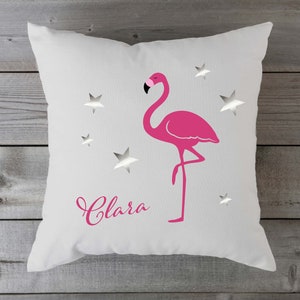 Cushion cover with print "Flamingo", personalized, desired name, 40 x 40 cm