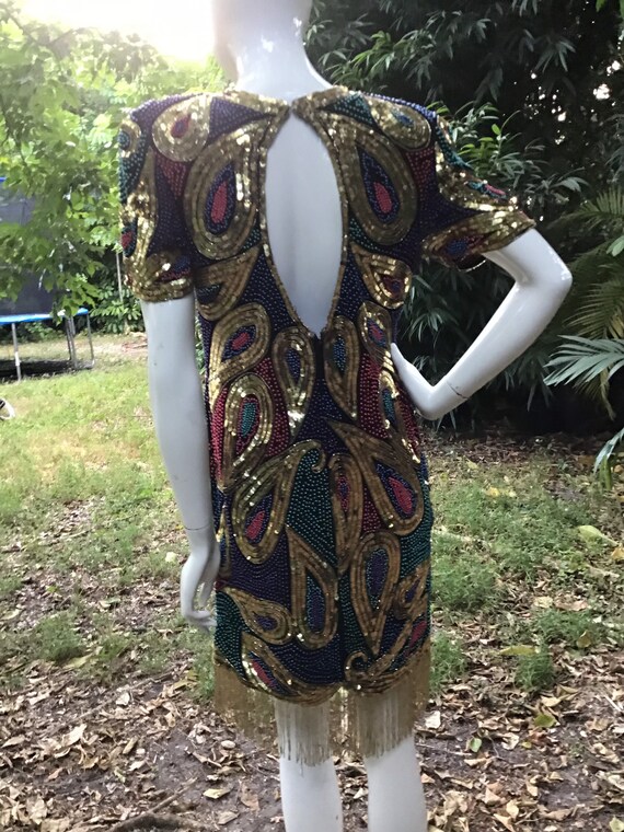 Vintage 90s beaded and sequins with bead fringes - image 5