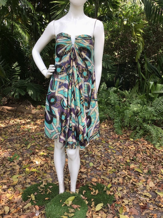 Vintage Nicole Miller sleeveless Silk Dress - image 8