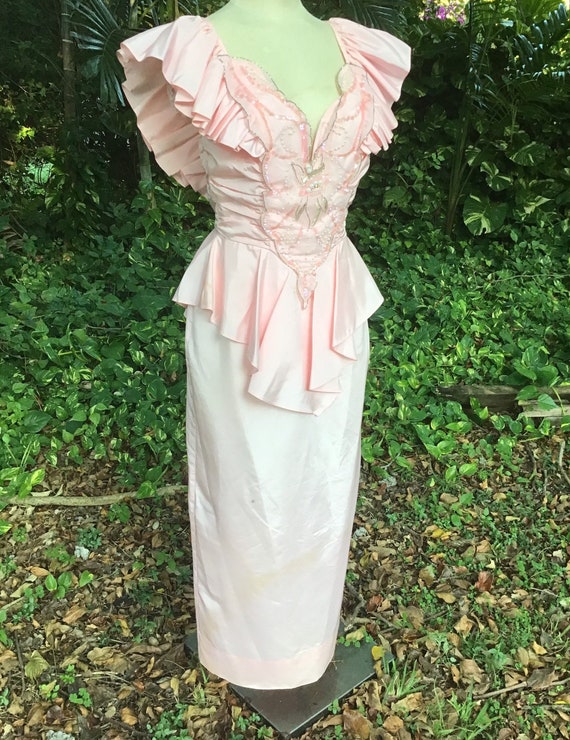 Vintage taffeta Beaded Dress - image 2