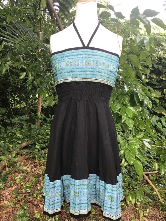 Vintage cotton halter-neck Dress - image 3