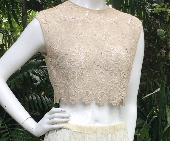 Vintage lace crop blouse 1960s - image 1