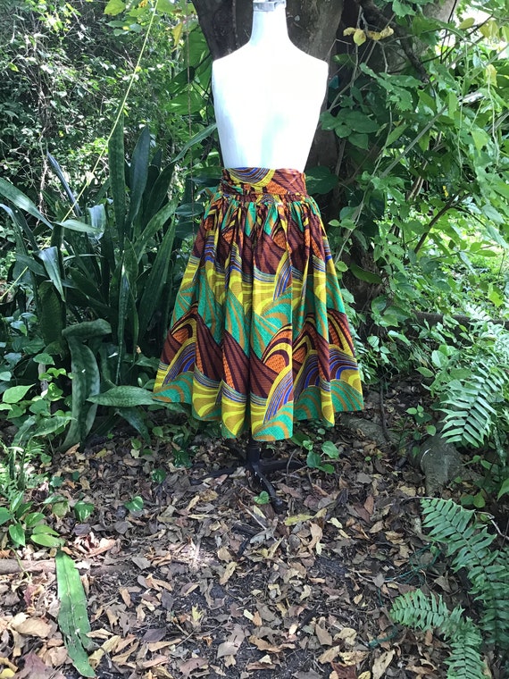 Vintage African print skirt 100%cotton - image 3