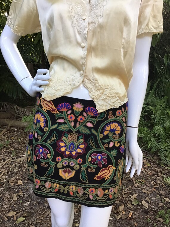 Black embroidered skirt zara cheap
