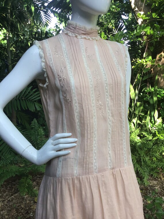 Vintage cotton linen Dress with pockets - image 7