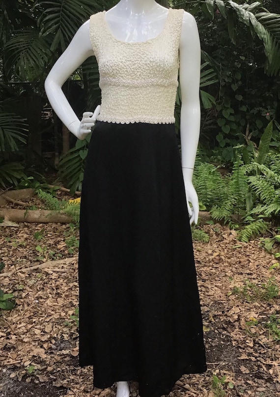 Vintage maxi dress with pearl trim