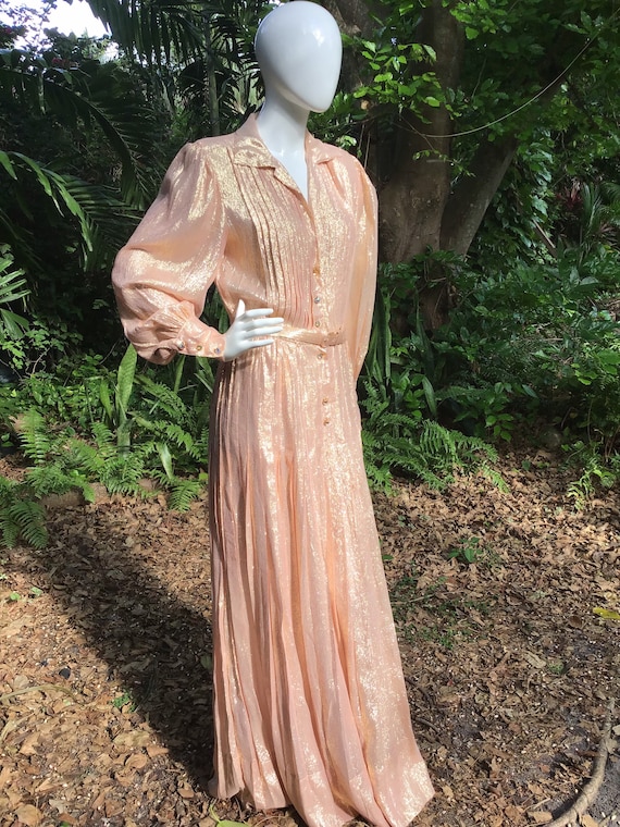 1970s Adele Simpson iridescent foilback button up… - image 5